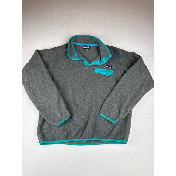 Patagonia synchilla T snap fleece teal/ gray women’s large - Picture 1 of 10